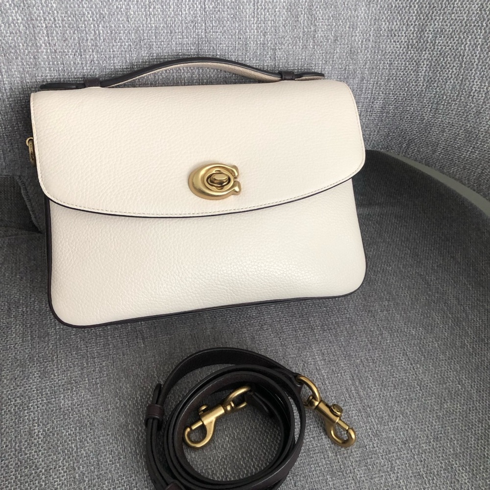 Coach 2 tone crossbody with removable strap and top handle